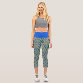 Leggings Capri Hermosas plumas de pavo real azul