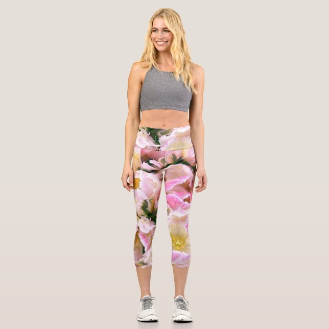 Leggings Capri Hermoso diseño floral y jovial (Anverso)