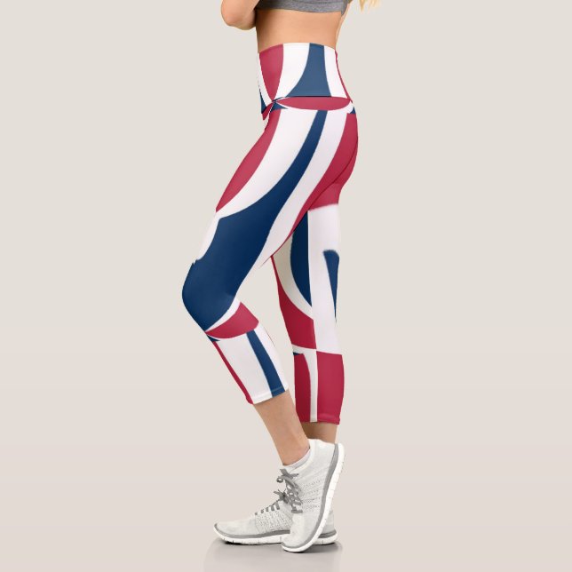 Leggings Capri Hermoso fin de semana de casa blanca y roja azul (Izquierda)