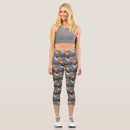 Leggings Capri Hermoso pato chatty mandarín en el estanque