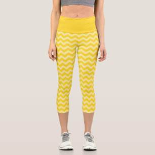 Leggings Capri Hermoso patrón de Chevron Amarillo