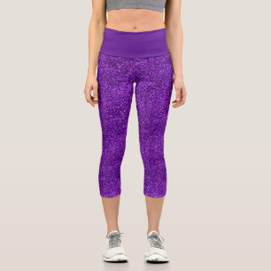 Leggings Capri Hermoso patrón de efecto Purpurina púrpura