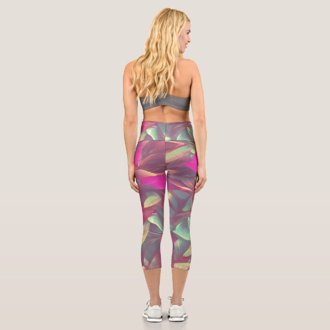 Leggings Capri Hermoso patrón de hojas irlandesas (Reverso)