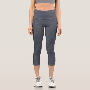 Leggings Capri Hermoso patrón de mapas topográficos