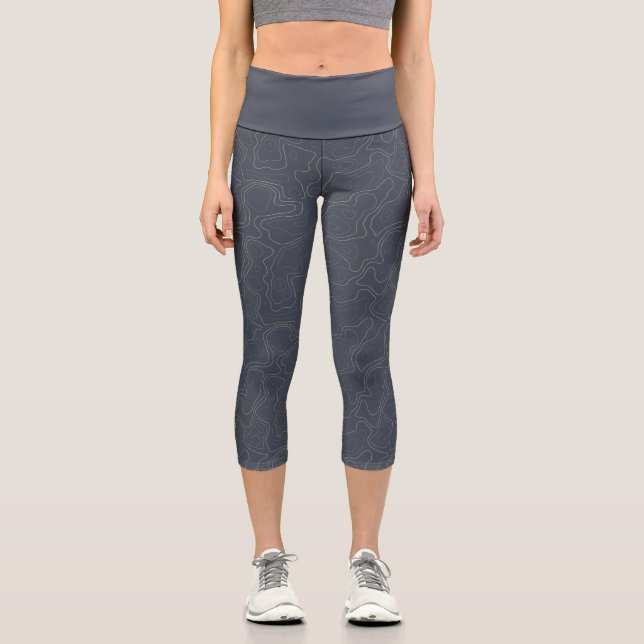 Leggings Capri Hermoso patrón de mapas topográficos (Anverso)