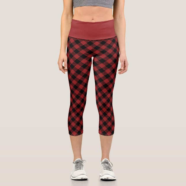 Leggings Capri Hermosos Navidades Red Buffalo Plaid (Anverso)