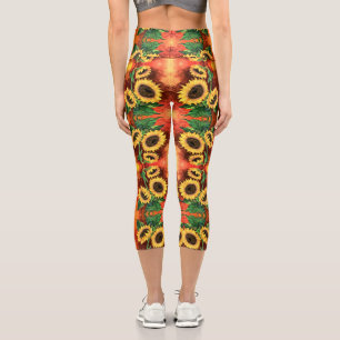 Leggings Capri Hermosos Tres Girasoles - Pintura integrada -