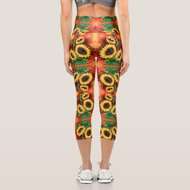 Leggings Capri Hermosos Tres Girasoles - Pintura integrada - (Reverso )
