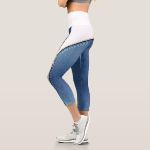 Leggings Capri High Waisted Capris blanco y azul jeans