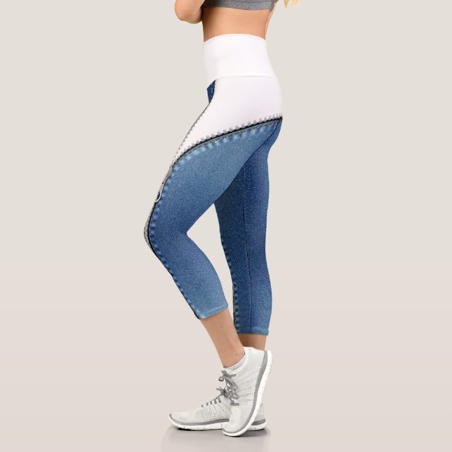 Leggings Capri High Waisted Capris blanco y azul jeans (Izquierda)