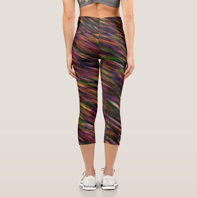 Leggings Capri High Waisted Capris diagonal rosado. (Reverso )