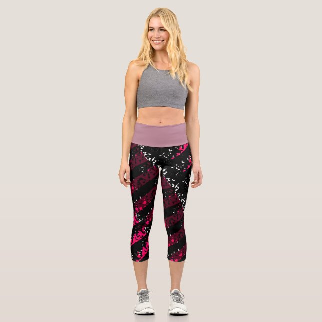 Leggings Capri High waisted capris in pink and black (Anverso)
