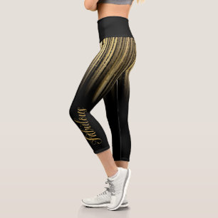 Leggings Capri High Waisted Capris negro con amarillo