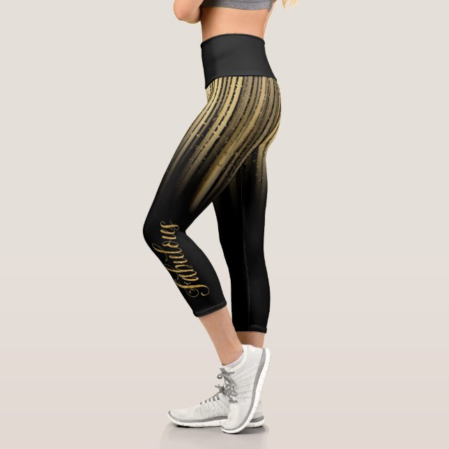 Leggings Capri High Waisted Capris negro con amarillo (Izquierda)