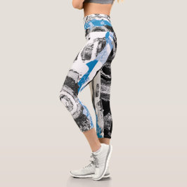 Leggings Capri High Waisted Capris Wave Mecanism Abstract Design