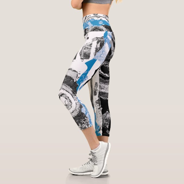 Leggings Capri High Waisted Capris Wave Mecanism Abstract Design (Izquierda)