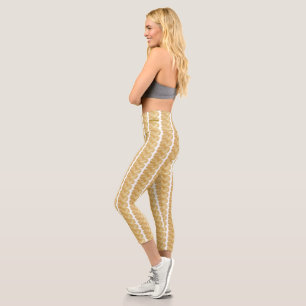 Leggings Capri Hilo de las piernas del deporte de oro