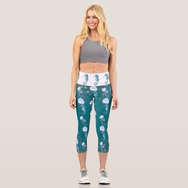 Leggings Capri Hipopopoglucemia Deep Sea Marine Life Ocean Cute (Anverso)