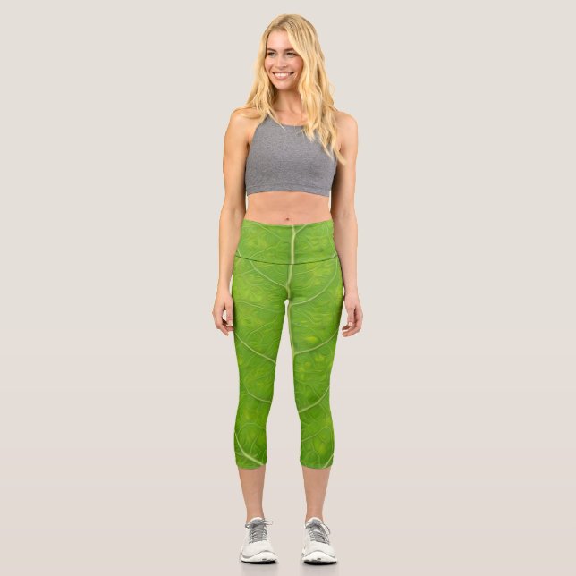 Leggings Capri Hoja verde de lápiz #11 (Anverso)