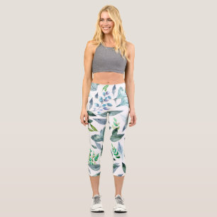Leggings Capri Hojas caídas de color agua 11