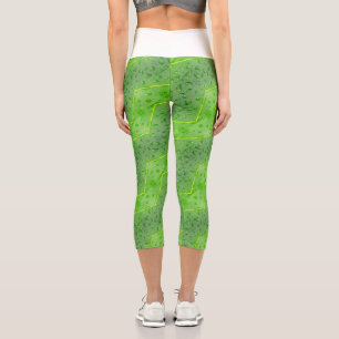 Leggings Capri Hojas con patrón de gotas de agua
