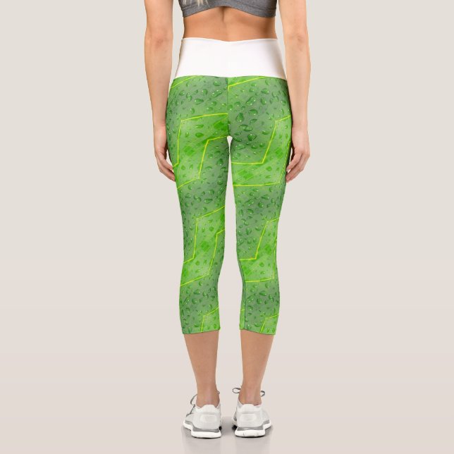 Leggings Capri Hojas con patrón de gotas de agua (Reverso )