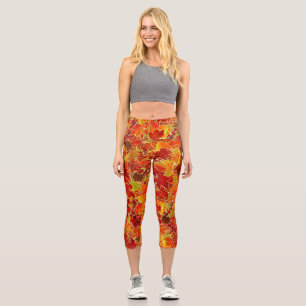 Leggings Capri Hojas de arce de otoño Purpurinoso