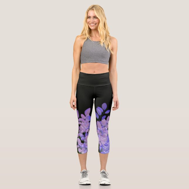 Leggings Capri Hojas de moringa en lavanda (Anverso)
