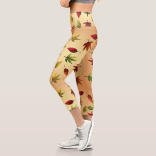 Leggings Capri Hojas de otoño pictóricas
