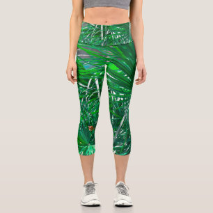 Leggings Capri Hojas de palmera verdes