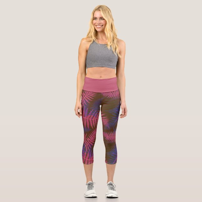 Leggings Capri Hojas tropicales de bonito (Anverso)