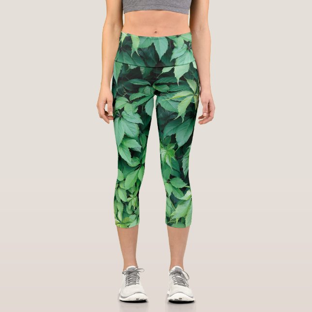 Leggings Capri Hojas verdes de uva (Anverso)