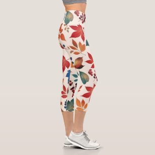 Leggings Capri Hojas y bayas dispersas