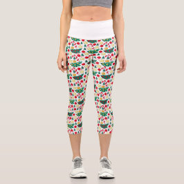 Leggings Capri Holiday Pattern High Waisted Capris