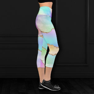 Leggings Capri Holo Agate Mármol falso irlandés Pastel Ombre
