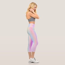 Leggings Capri holographic siren with gradient scales