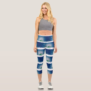 Leggings Capri Hombre de nieve de invierno SlipperyJoe bufanda ve