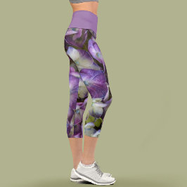 Leggings Capri Hortensia Floral Púrpura Botánica Chic
