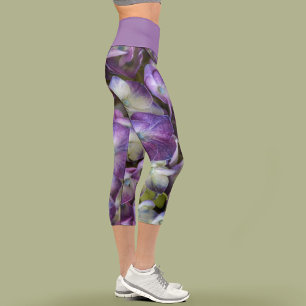 Leggings Capri Hortensia Floral Púrpura Botánica Chic