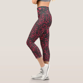 Leggings Capri Hot pink Black Purple Camo Abstract