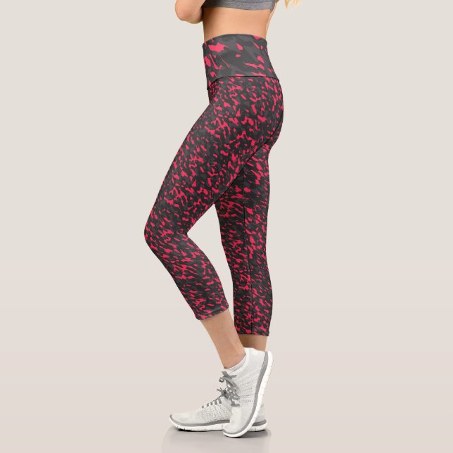 Leggings Capri Hot pink Black Purple Camo Abstract (Izquierda)