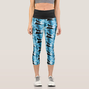 Leggings Capri Howter Winter Wolf nevado azul Abstract
