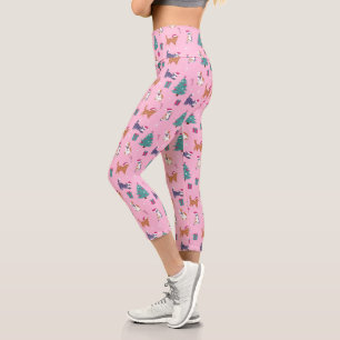 Leggings Capri hristmas Patrón de feriado de gatos y árboles
