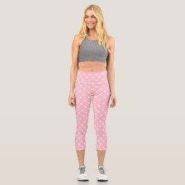 Leggings Capri huella cruzada de cráneo rosa pastel de halloween
