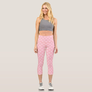 Leggings Capri huella cruzada de cráneo rosa pastel de halloween