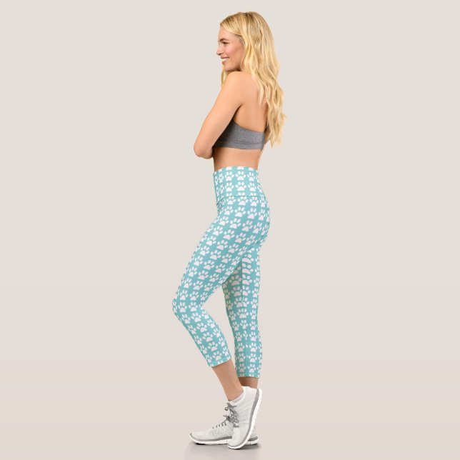 Leggings Capri Huella de garra linda estampado azul turquesa y bl (Izquierda)