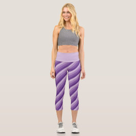 Leggings Capri Hues púrpura rayas diagonales Piernas capri