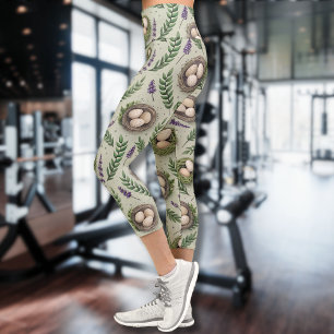 Leggings Capri Huevos de Pascua Verde Simple Salvia Nido Lavanda