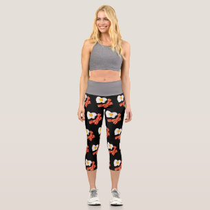 Leggings Capri Huevos Fritos Tocino Desayuno Amantes Comida Basur