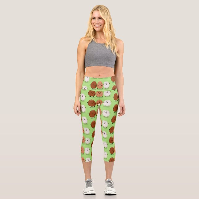 Leggings Capri Huevos kawaii lindo ilustracion personalizado dive (Anverso)